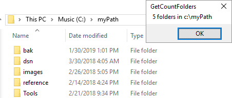 Folders in a directory and results of GetCountFolders