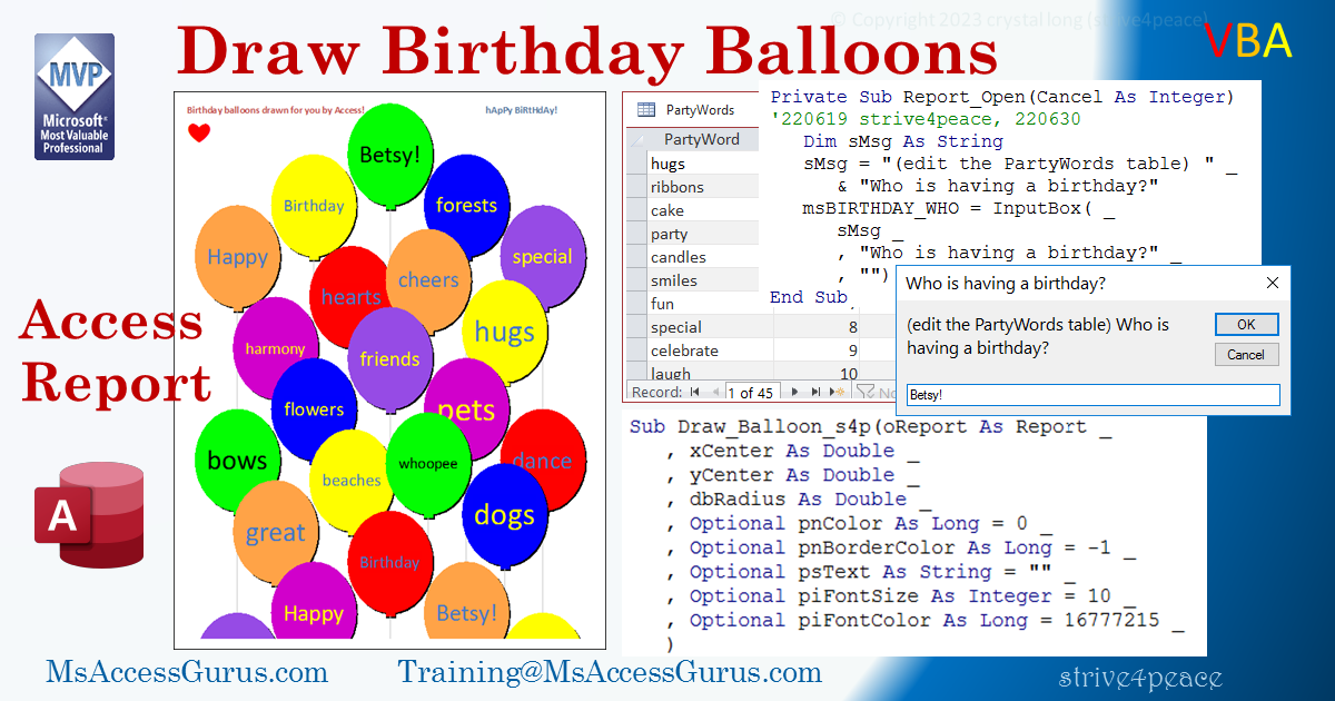 Show Birthday Balloons on an Access report