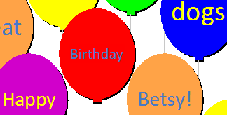 Birthday Balloon with different colors and text drawn by Access on a report