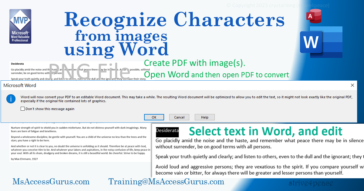 make Word convert whatever it can to characters, even from images