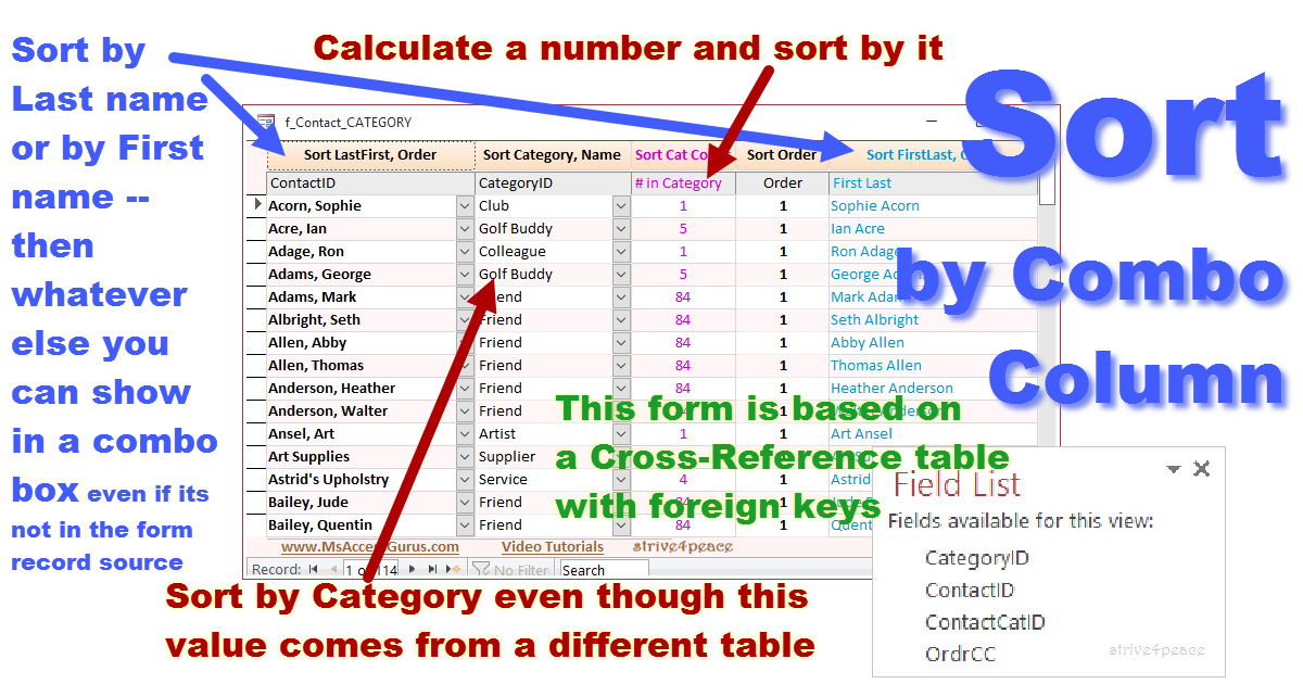 Sort form by fields not in the record source