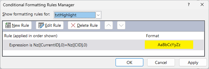 Conditional Formatting