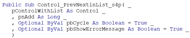 Declaration to call code to go to next or previous choice in combo or listbox