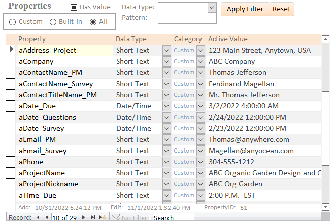 filter subform based on user criteria