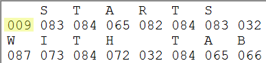 Debug Window showing each character and its ASCII Value