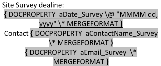 field codes for fields