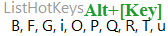 List Hot Keys on ActiveForm, small